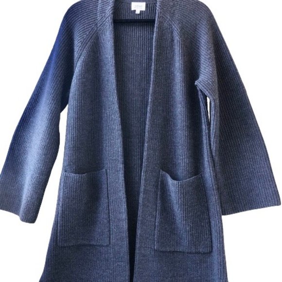 Aritzia Wilfred Gray Wool Knit Cardigan Sweater Side Vents Designer Coat - Picture 8 of 13